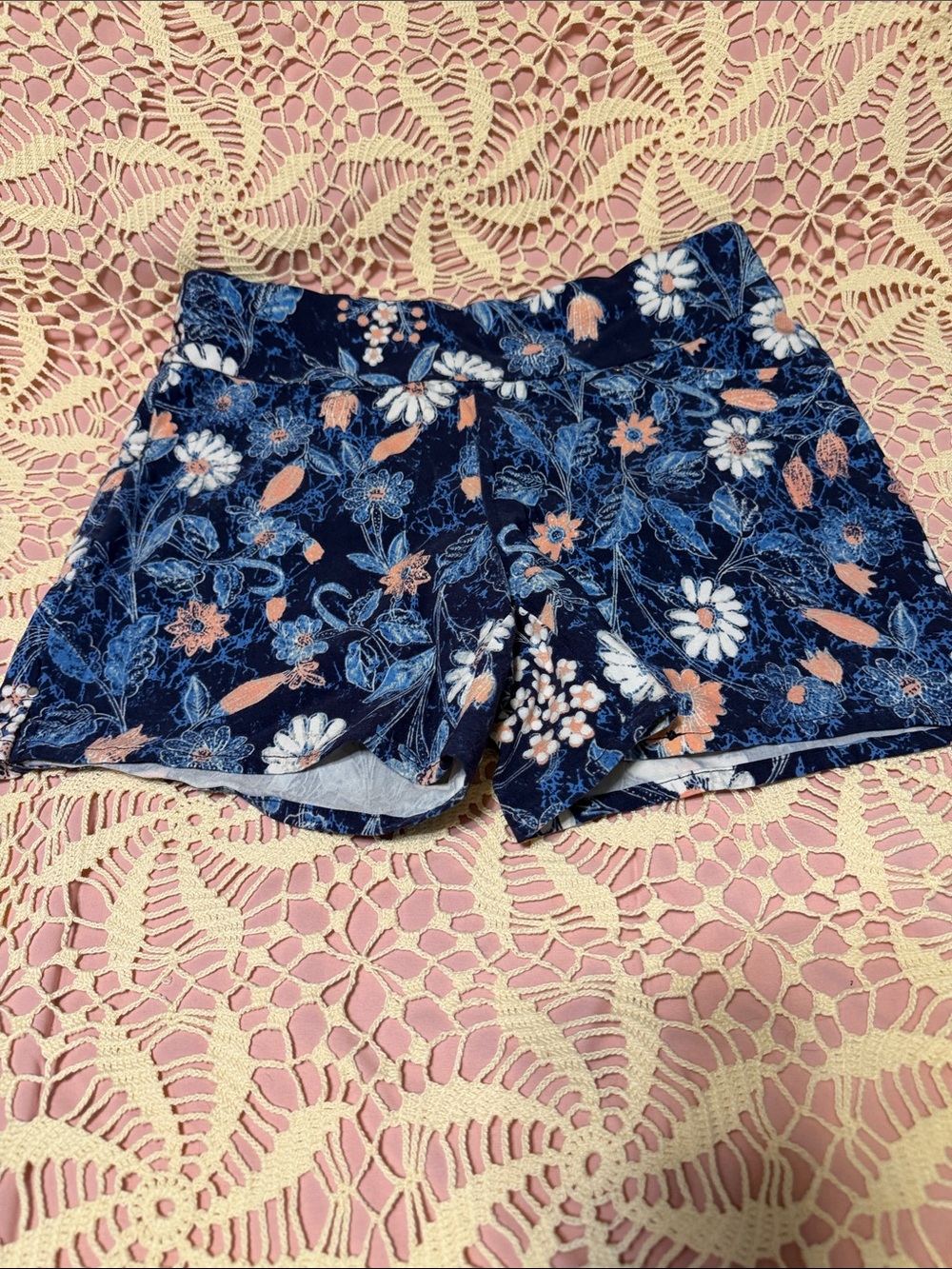 INC International Concepts Navy Floral High Waist Knit Shorts
